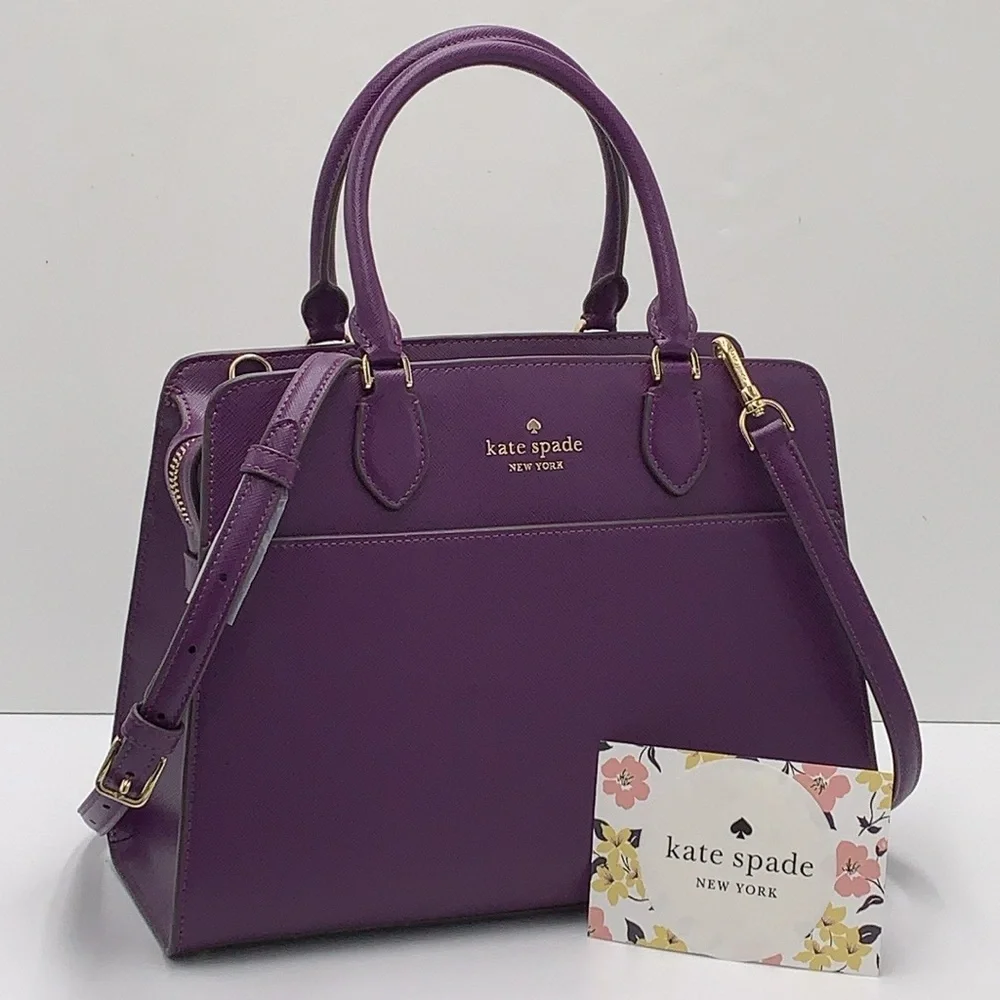 Kate Spade Madison Saffiano Leather Medium Satchel
COLOR:
Ripe Plum 
NWT